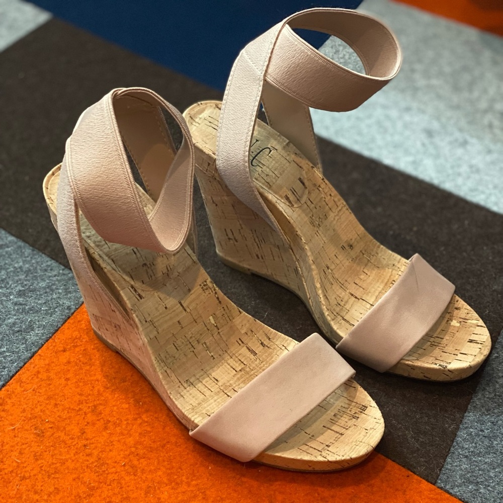 INC Blush colored wedge sandals Size 7